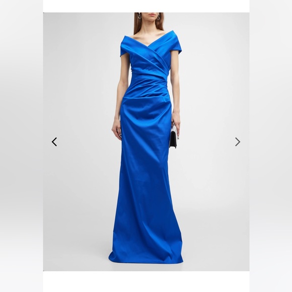 Ricki Freeman Off-Shoulder Ruched Taffeta Gown Size 2 - Picture 8 of 10